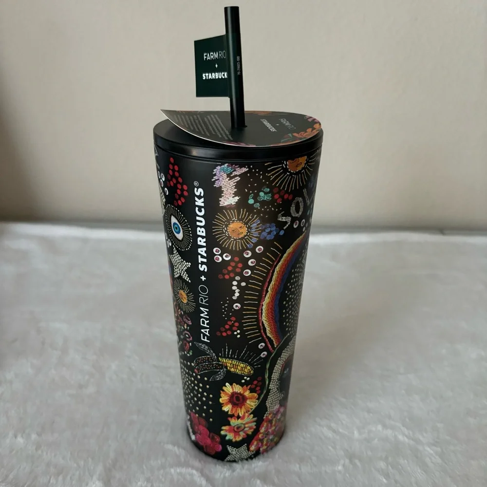 Starbucks x Farm RIO Venti Borogodo Stainless Water Bottle with Straw NWT